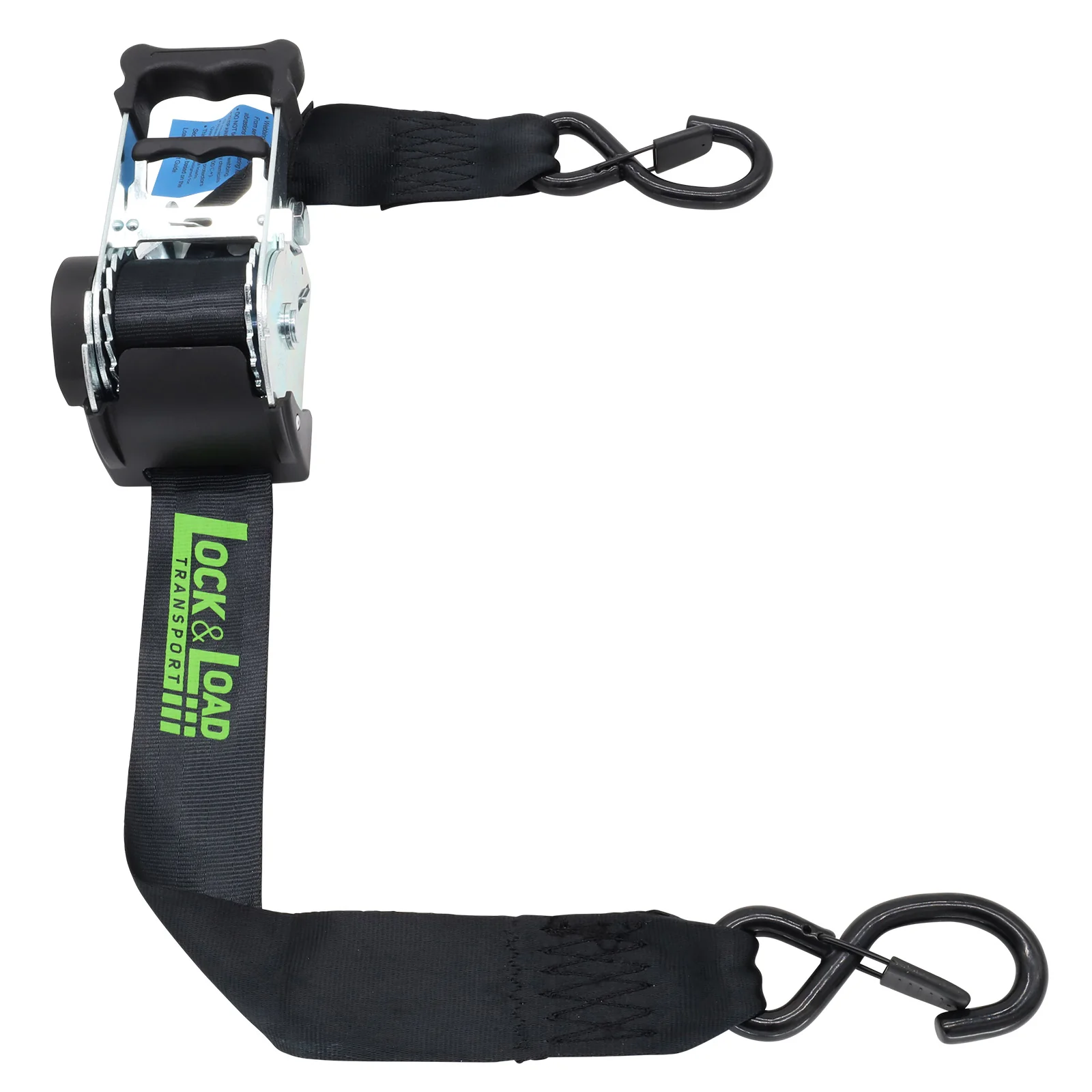 Pair of Black Retractable Ratchet Straps with Safety Clips 50mm Wide 3m Long - RW116 - Image 3