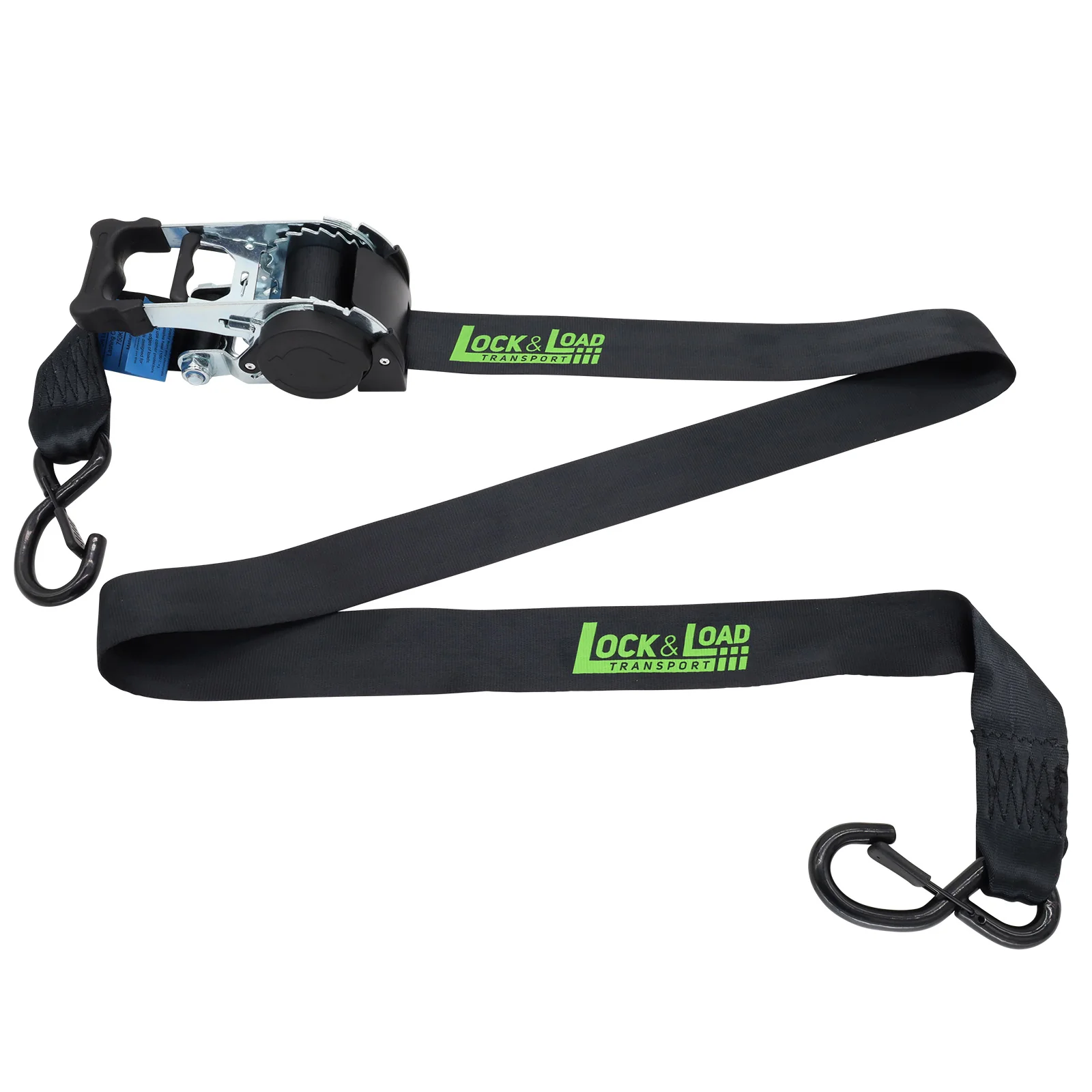 Pair of Black Retractable Ratchet Straps with Safety Clips 50mm Wide 3m Long - RW116 - Image 4
