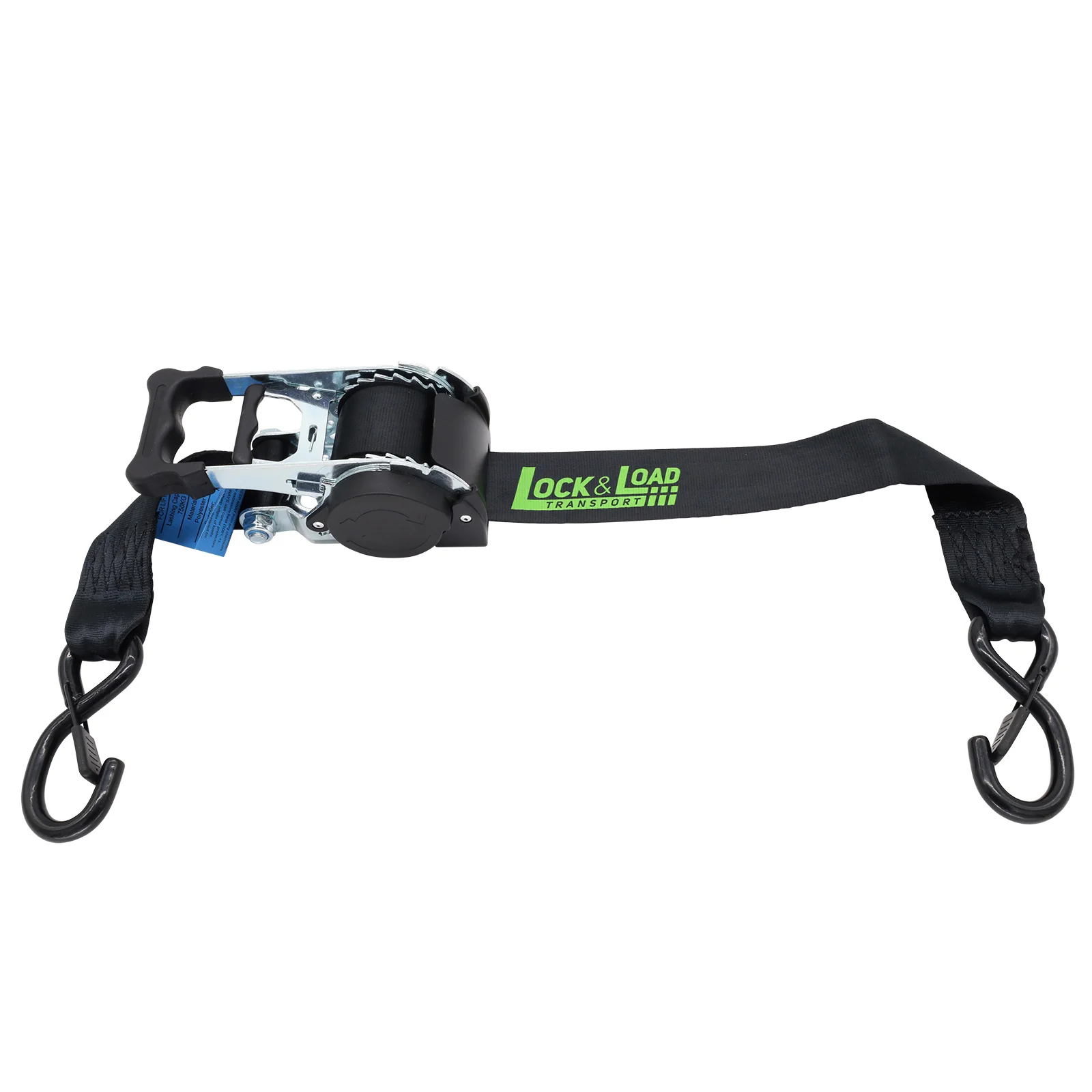 Pair of Black Retractable Ratchet Straps with Safety Clips 50mm Wide 3m Long - RW116 - Image 5