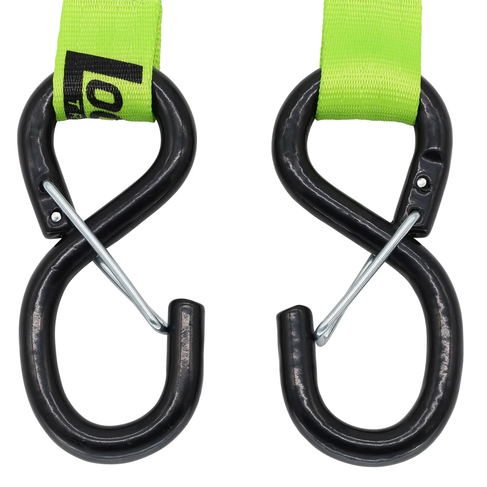 Pair of Green Retractable Ratchet Straps with Safety Clips 25mm Wide 3.6m Long - RW106 - Image 5